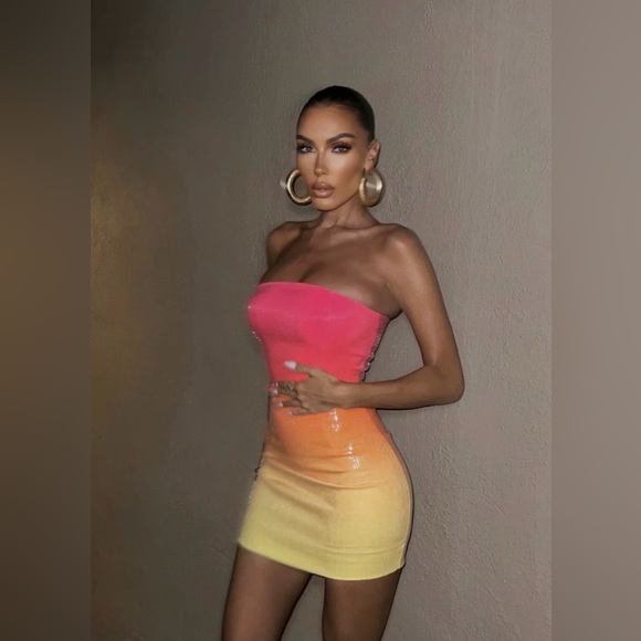 Runaway The Label MALIBU STRAPLESS DRESS - SUNRISE NWT, Small - Picture 1 of 9